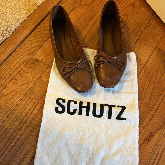 Schutz Brown Leather Arissa Flats 8 - Picture 10 of 10